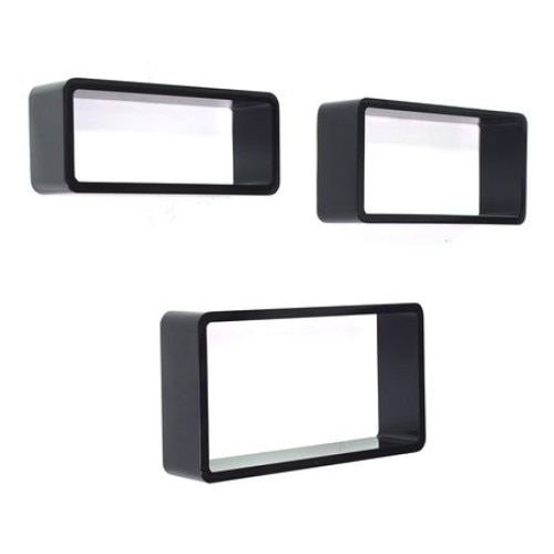 Set 3 rafturi dreptunghiulare negru lucios