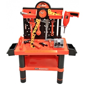 Atelier pentru copii, Super Work, Bormasina, Menghina, Ciocan, Cheie Franceza plus multiple Acceosii incluse, 50 Piese, Super Work Atelier pentru copii, Super Work, Bormasina, Menghina, Ciocan, Cheie Franceza plus multiple Acceosii incluse, 50 Piese, Super Work