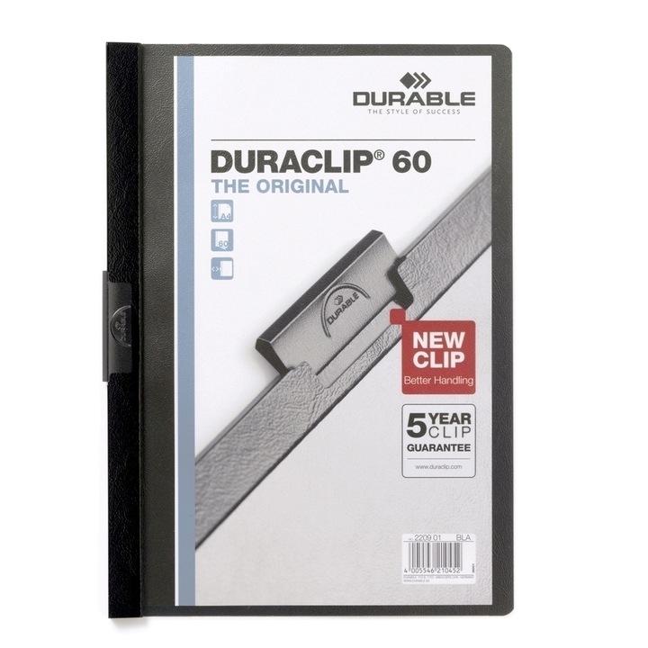 Durable папка за презентации Duraclip, 60 листа, черна