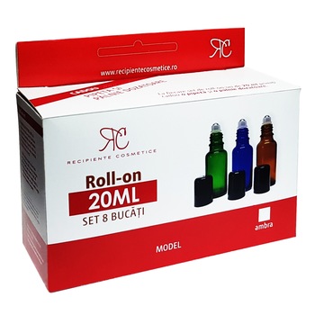 Set Sticla roll-on ambra, 20 ml, 8 bucati Set Sticla roll-on ambra, 20 ml, 8 bucati