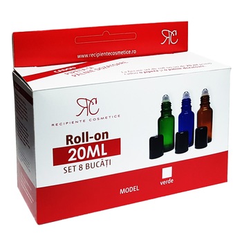 Set Sticla roll-on verde, 20 ml, 8 bucati Set Sticla roll-on verde, 20 ml, 8 bucati