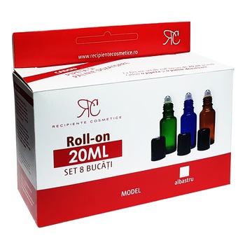 Set Sticla roll-on albastra, 20 ml, 8 bucati Set Sticla roll-on albastra, 20 ml, 8 bucati
