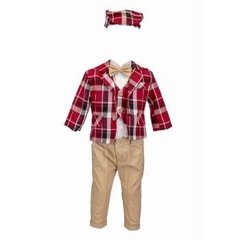 Costum Baby Boss, carouri de culoare visinie, varsta 0-3 luni Costum Baby Boss, carouri de culoare visinie, varsta 0-3 luni