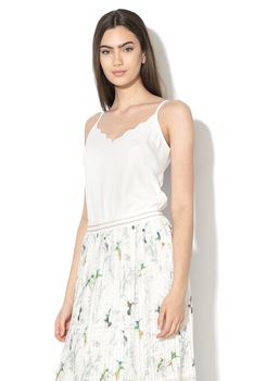 Ted Baker, Top cu terminatii valurite Siina, Alb Ted Baker, Top cu terminatii valurite Siina, Alb