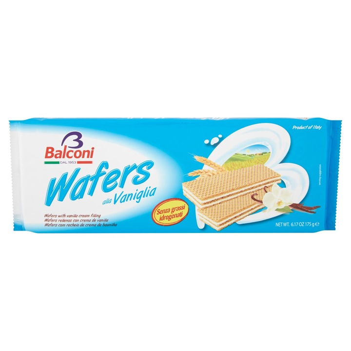 Napolitane Balconi cu umplutura de vanilie ( 75 % ) 175 g