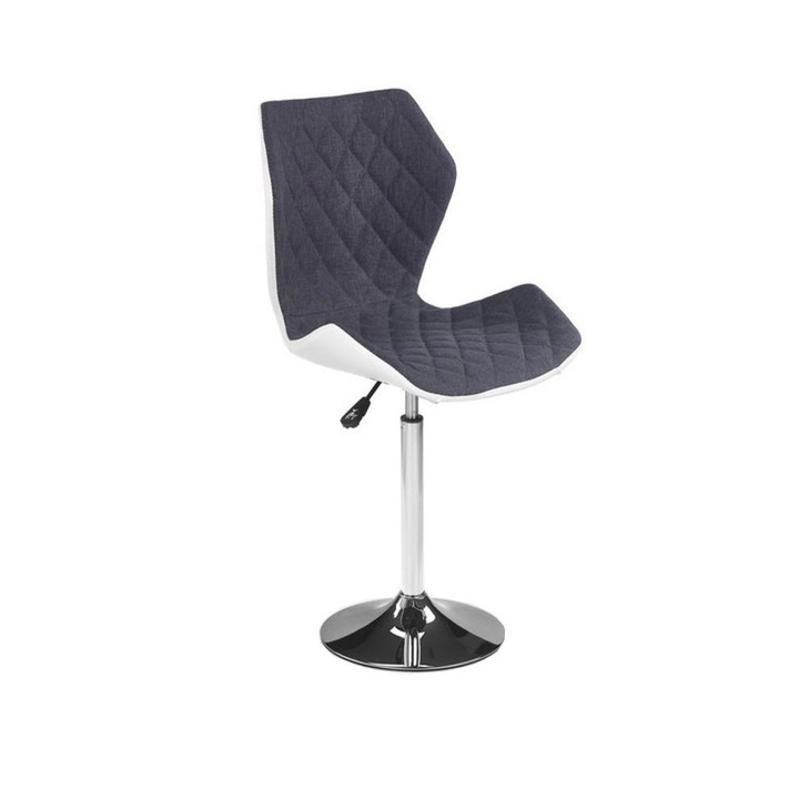 Scaun birou HM Matrix 2, Ergonomic, Cadru de Metal, Stofa si Piele Ecologica, Inaltime ajustabila, H 104 cm, Sarcina max 100 Kg, Alb/Gri