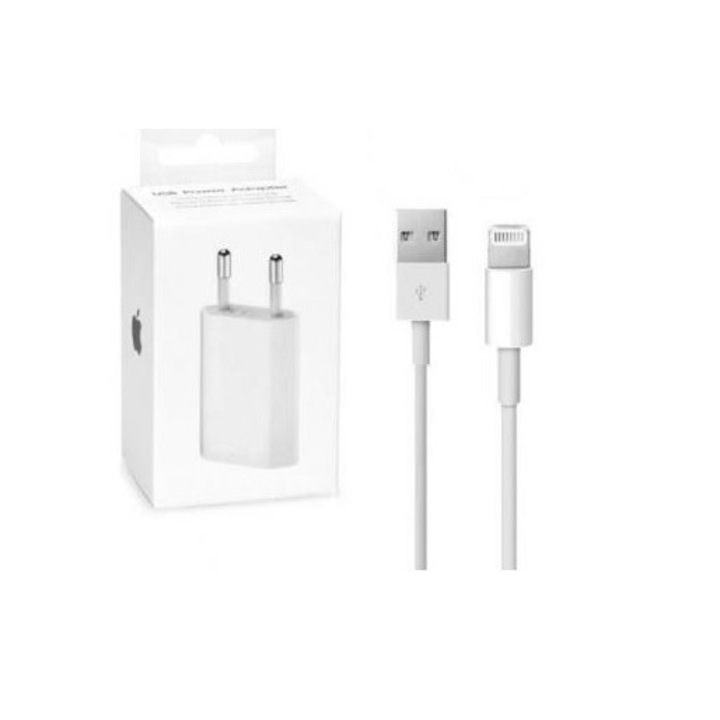 Дата кабел за Apple,Зарядно за iPhone кабел + адаптер,бял