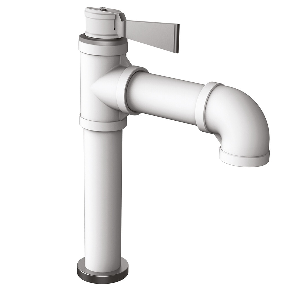 Baterie lavoar chiuveta medie TU-YO in otel inoxidabil, model traditional, cu leva in aluminiu, alb mat, cu certificat imprimat