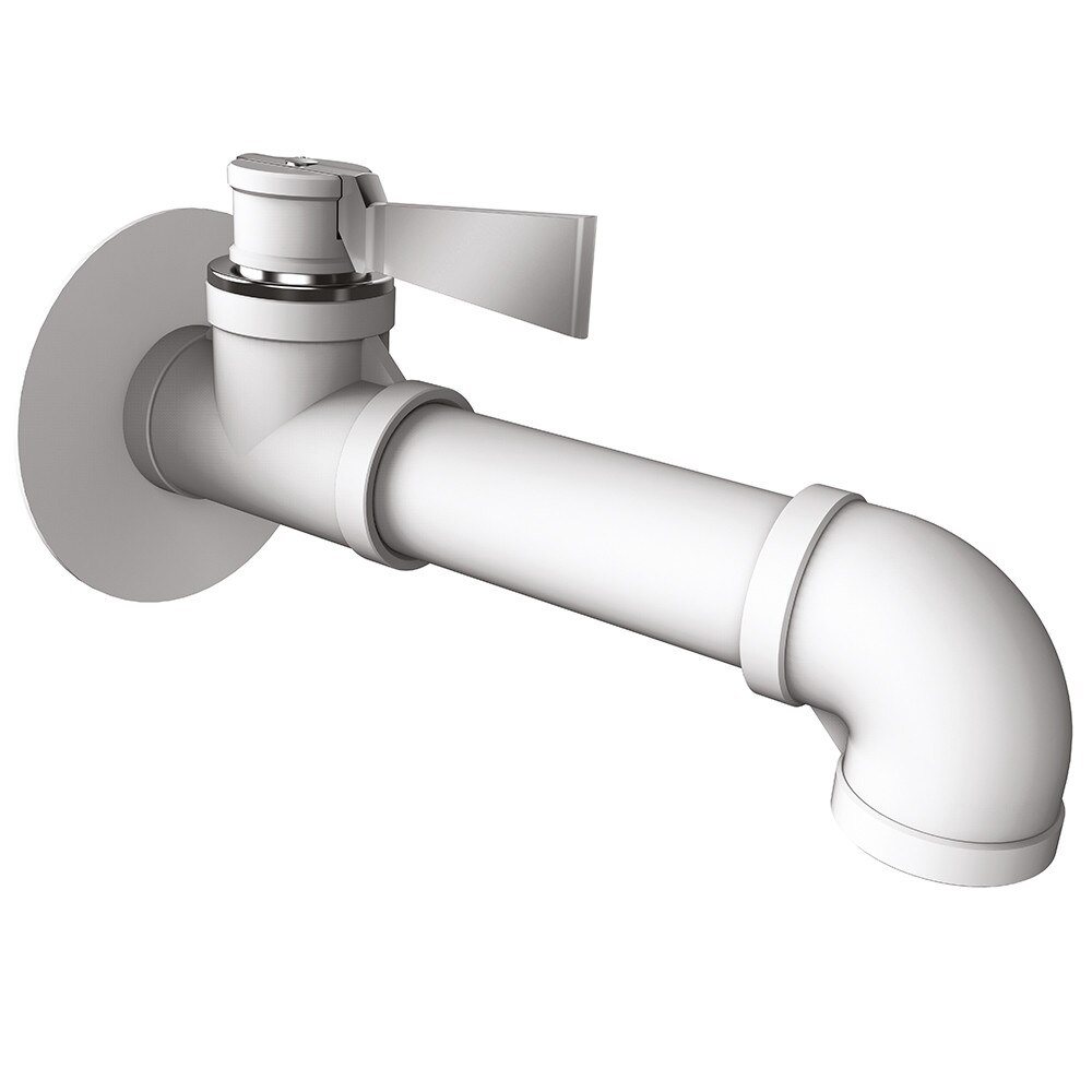 Baterie lavoar chiuveta incastrata la pereteTU-YO in otel inoxidabil, model traditional, cu leva in aluminiu, alb mat, cu certificat imprimat