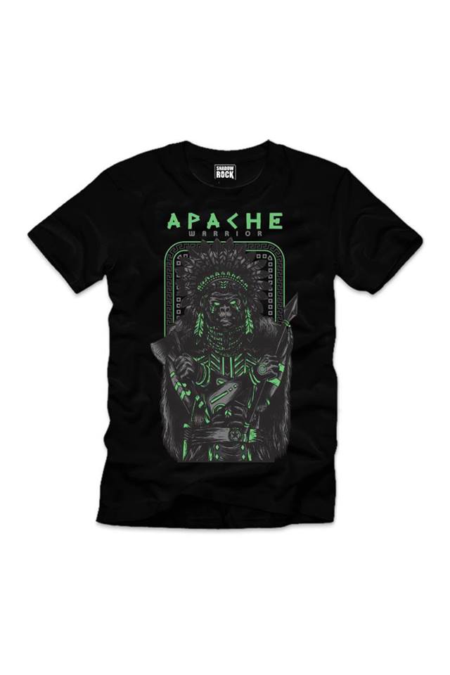 Tricou Barbati Clasic, Apache Warrior, Negru, Negru