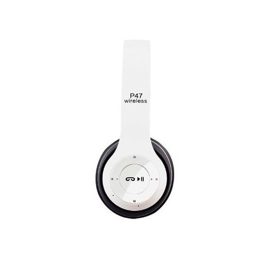 Casti bluetooth cu microfon Radio, Aux, SD Card , Alb P 47