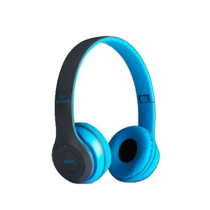 P47 Bluetooth fejhallgató, Mikrofonnal és rádióval, Kék