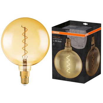 Bec LED Osram Vintage 1906 Globe200, E27, 5W (28W), 300 lm, filament, lumina calda Bec LED Osram Vintage 1906 Globe200, E27, 5W (28W), 300 lm, filament, lumina calda