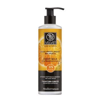 Lapte de corp Velvet cu extract organic portocale, amaranth si ulei de argan 250 ml Lapte de corp Velvet cu extract organic portocale, amaranth si ulei de argan 250 ml