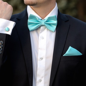 Set aquamarine papion, batista si butoni camasa Set aquamarine papion, batista si butoni camasa