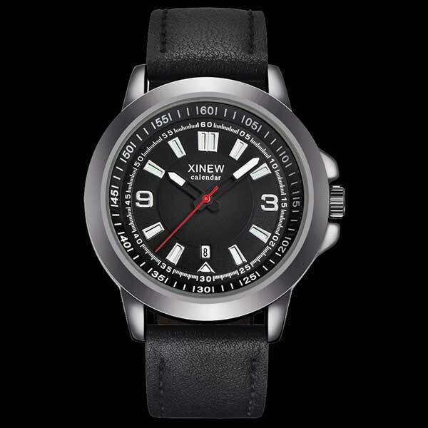 Ceas Barbatesc Quartz XINEW Casual Elegant Negru, CP99473NU, curea din piele, afisaj analog