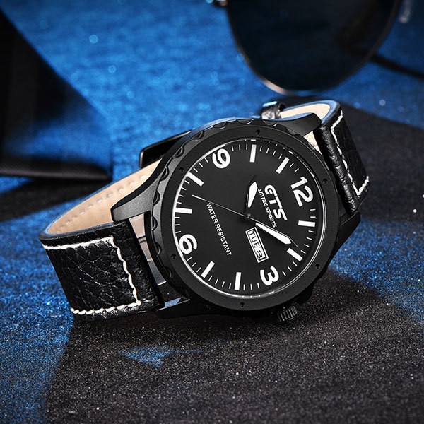 Ceas Barbatesc Quartz GTS Casual Elegant Alb, CP9260AB, curea din piele, afisaj analog