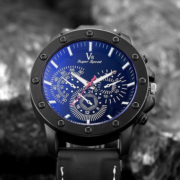 Ceas Barbatesc Quartz V6 Casual Elegant Negru, CP9286NU, curea din silicon, afisaj analog