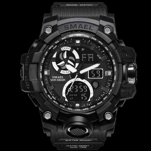 Ceas Barbatesc Quartz SMAEL Sport Negru, CP99451NU, curea din silicon, afisaj analog-digital