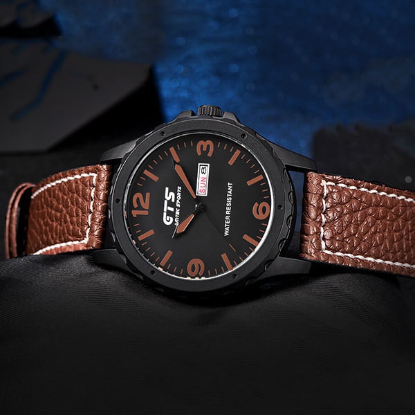 Ceas Barbatesc Quartz GTS Casual Elegant Maro, CP9260MO, curea din piele, afisaj analog