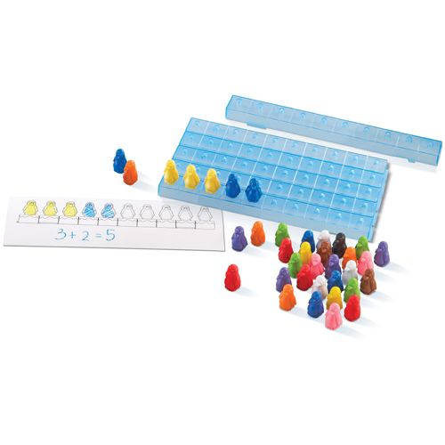 Set de matematica Pinguinii pe Gheata, 100 pinguini, 10 suporturi, 5 - 7 ani