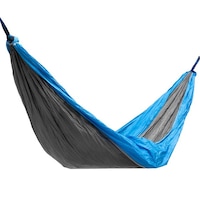 Hamac dublu pentru camping cu tesatura de parasuta, Swing & Rest, InnovaGoods Gadget Travel, max 180 Kg, pentru 1 sau 2 persoane, carabine de otel