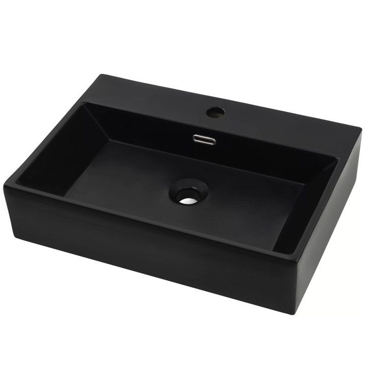 Lavoar ceramic, vidaXL, 60,5x42,5x14,5 cm, Negru