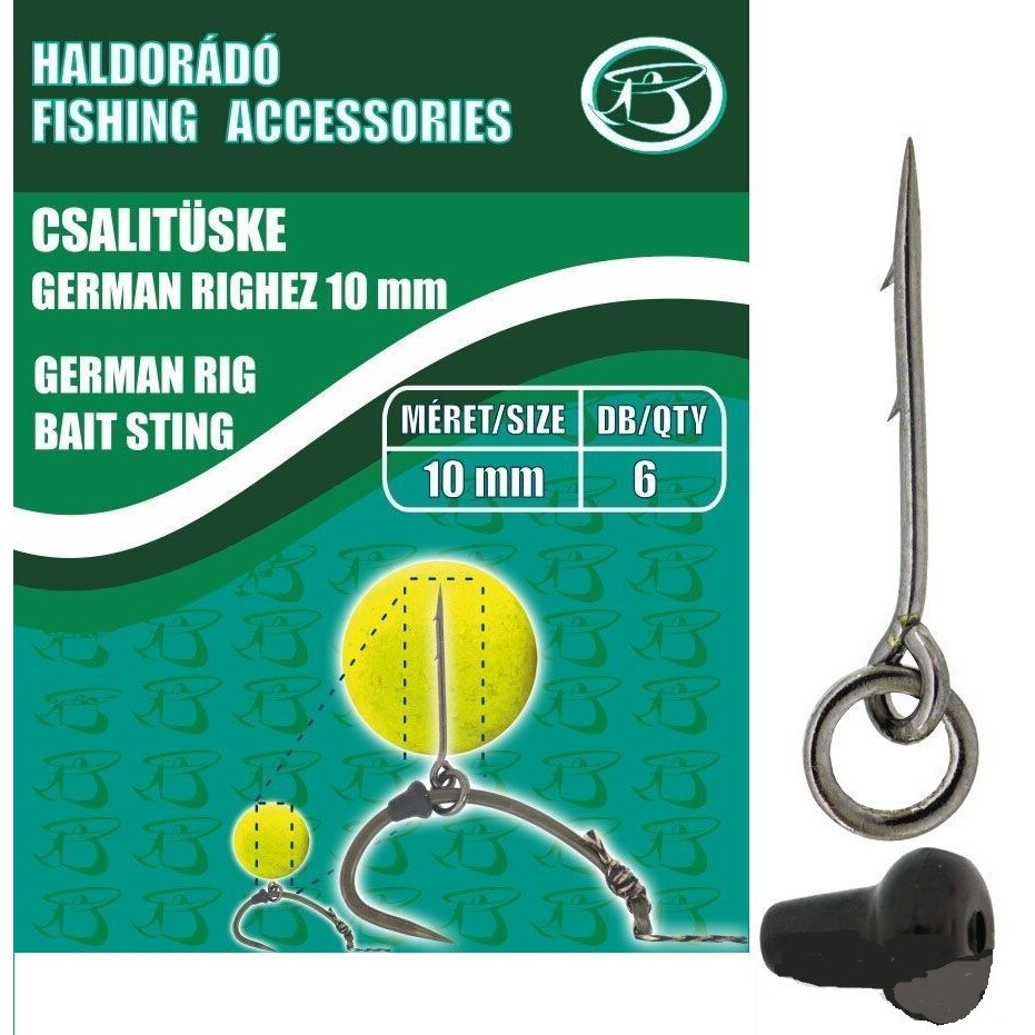 Carlige,Haldorado, Tepuse momeala - Bait Sting - German Rig 15 mm, 6bucati/plic