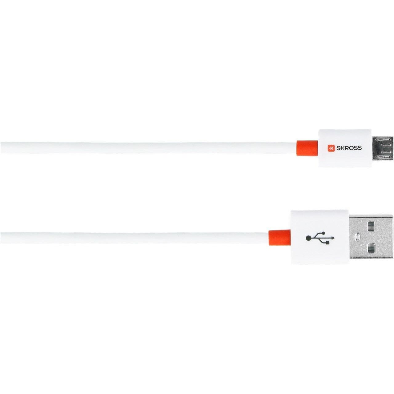 Cablu USB Skross Essentials Line, 2 in 1, cu conector micro USB, alb, 1m