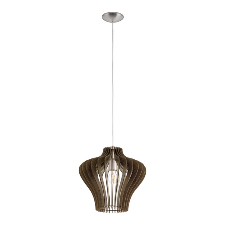 Модерна висулка COSANNO 2, Eglo-95259, една крушка E27, кафяво дърво/неръждаема стомана