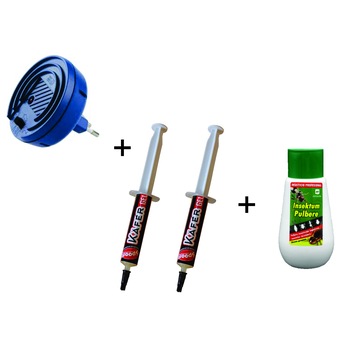 Pachet primavara-12: 1 aparat ultrasunete Vario Schutz 40 mp, cu frecventa variabila, antiinsecte + 2 Kafer gel 5g. Pestmaster, impotriva gandacilor + 1 flacon pulbere insecticida impotriva insectelor taratoare Pestmaster INSEKTUM pulbere 150g. Pachet primavara-12: 1 aparat ultrasunete Vario Schutz 40 mp, cu frecventa variabila, antiinsecte + 2 Kafer gel 5g. Pestmaster, impotriva gandacilor + 1 flacon pulbere insecticida impotriva insectelor taratoare Pestmaster INSEKTUM pulbere 150g.