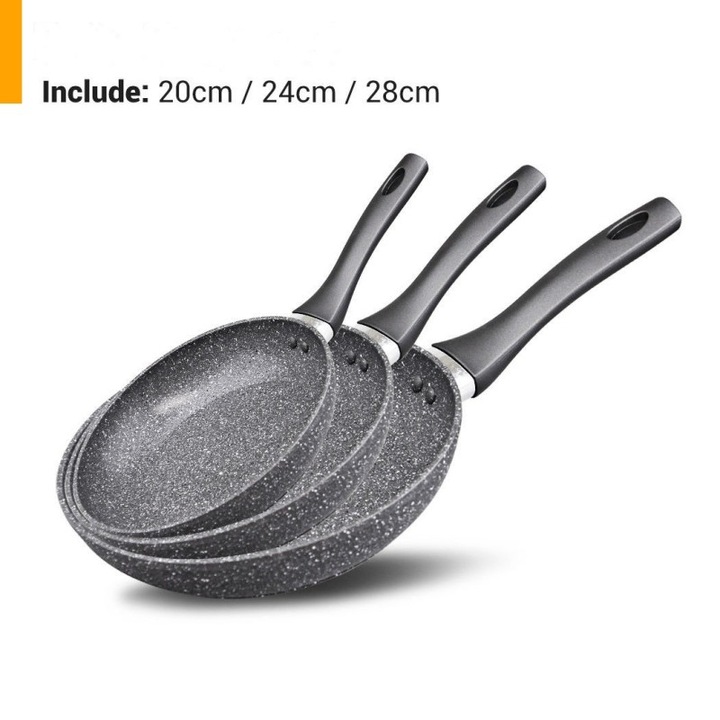 Carl Schmidt Sohn Serpenyő készlet, kerámia bevonat, 20-24-28 cm, 3 db, szürke