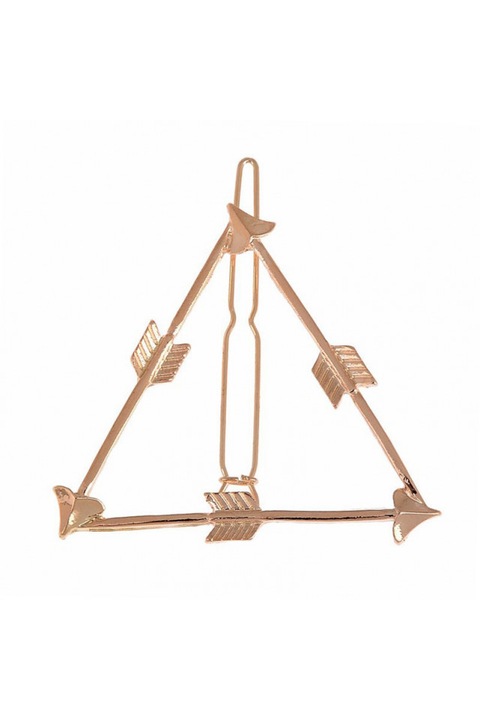 Agrafa de par, model etnic triunghi cu trei sageti, Auriu