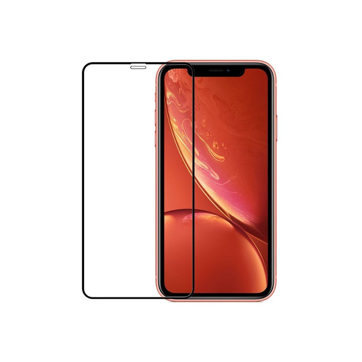 Стъклен Протектор RURIHAI за iPhone XR (6.1), Черен