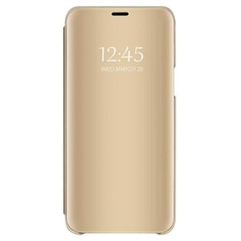 Husa de protectie Samsung Clear View Standing Cover, Compatibila Huawei P20 Lite, Auriu ( Gold )