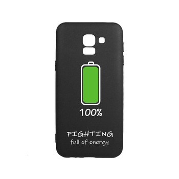 Husa Silicon Lemontti Black Silky Art pentru Samsung Galaxy J6 2018, 100% Fighting Husa Silicon Lemontti Black Silky Art pentru Samsung Galaxy J6 2018, 100% Fighting