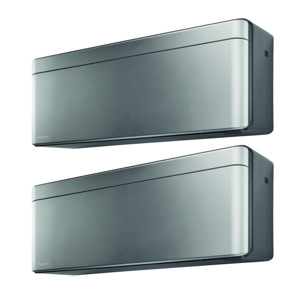 Sistem aer conditionat Daikin pentru 2 incaperi, multisplit, capacitate 5,00 kW, 2x9000 btu Stylish Silver, Refrigerant R32, clasa A+++/A++, Bluevolution Inverter + ansamblu asimetric de amortizoare VibraZerro RX60XL