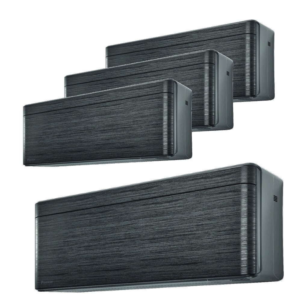 Sistem aer conditionat Daikin pentru 4 incaperi, multisplit, capacitate 8,00 kW, 3x9000 + 18000 btu Stylish Blackwood, Rxefrigerant R32, clasa A+++/A++, Bluevolution Inverter + ansamblu asimetric de amortizoare VibraZerro RX60XL