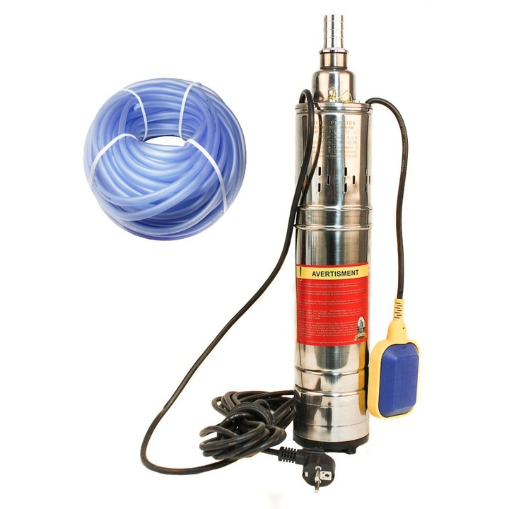 Set Pompa apa submersibila 1.1KW + Furtun apa silicon 1Tol 50m, Micul Fermier QGD3 cu Flotor