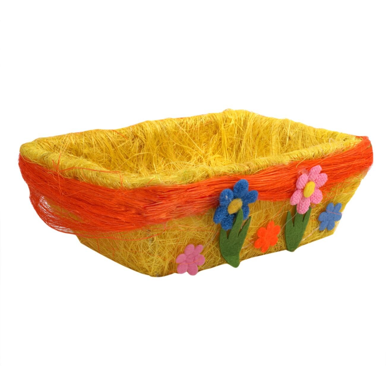 Cos pentru Paste decorat cu floricele, Galben/Portocaliu 20 × 6 cm