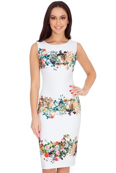 Rochie de ocazie, City Goddess, Ocazie, Alb, florala Rochie de ocazie, City Goddess, Ocazie, Alb, florala