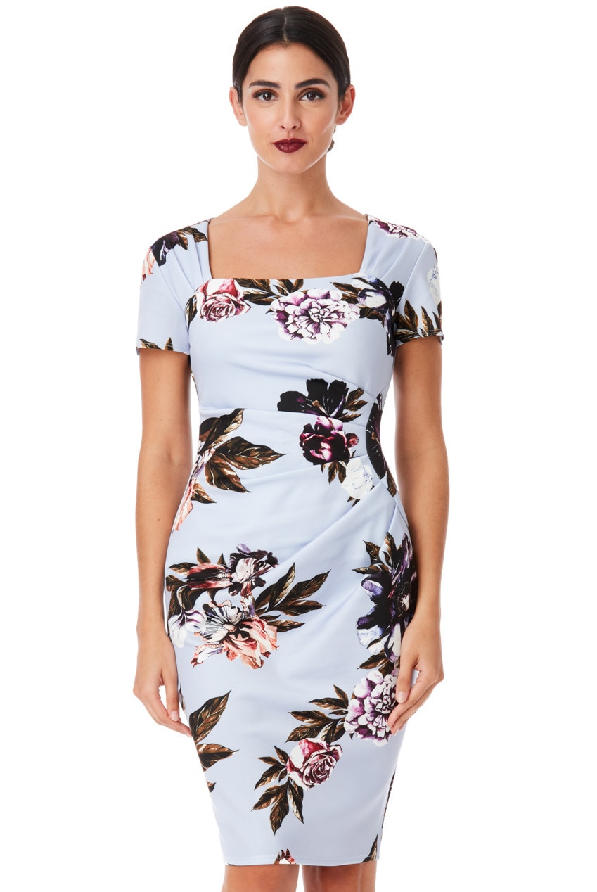 Rochie de ocazie, City Goddess, Ocazie, Albastru, florala