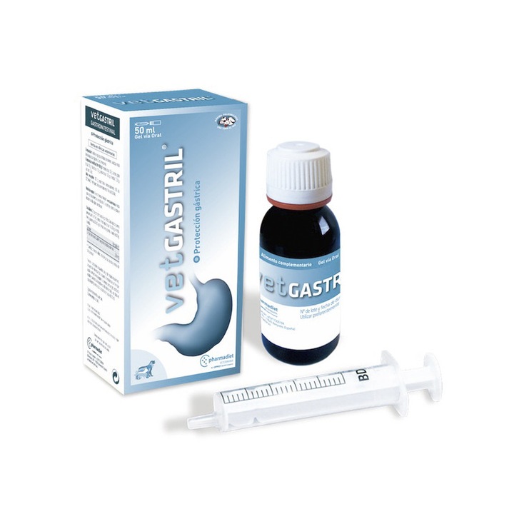 Supliment nutritiv pentru probleme digestive la caini, pisici, rozatoare si pasari VETGASTRIL PLUS, 50 ml
