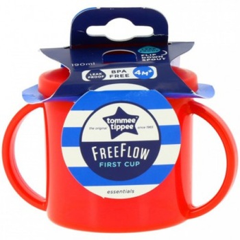 Canuta copii Tommee Tippee Basics First Cup Red 190ml Canuta copii Tommee Tippee Basics First Cup Red 190ml