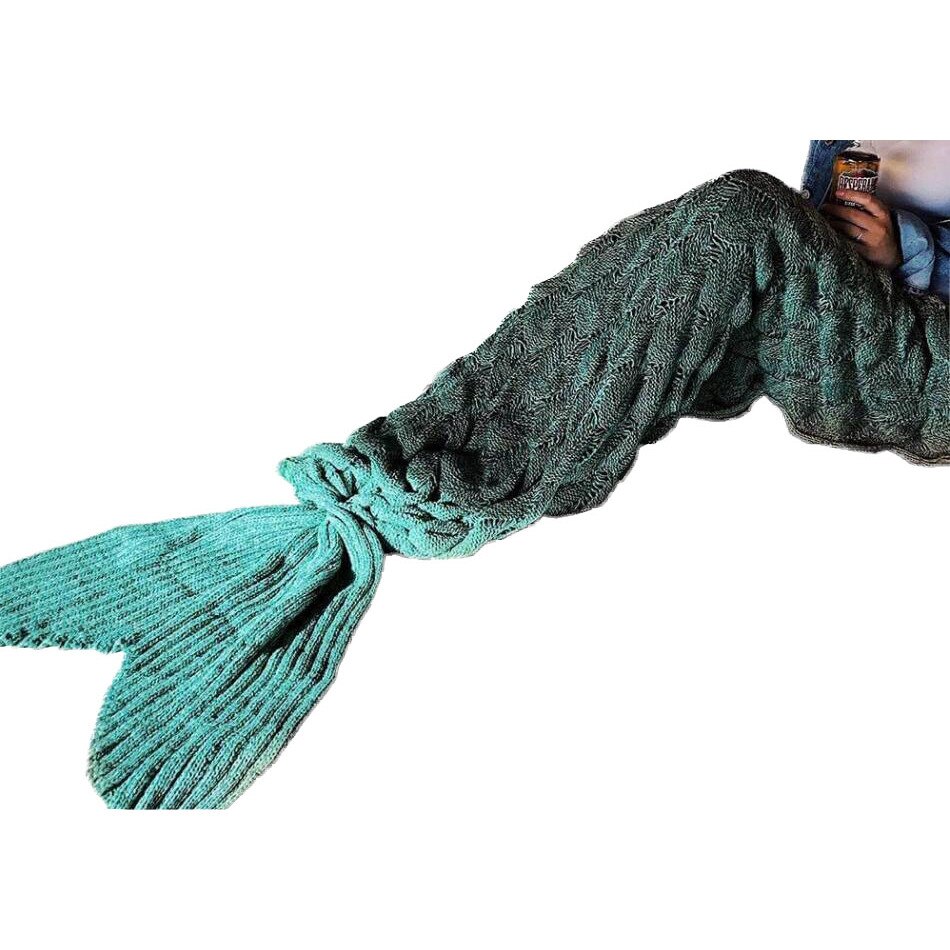 Patura calda turcoaz, tip coada de sirena, 160x90 cm