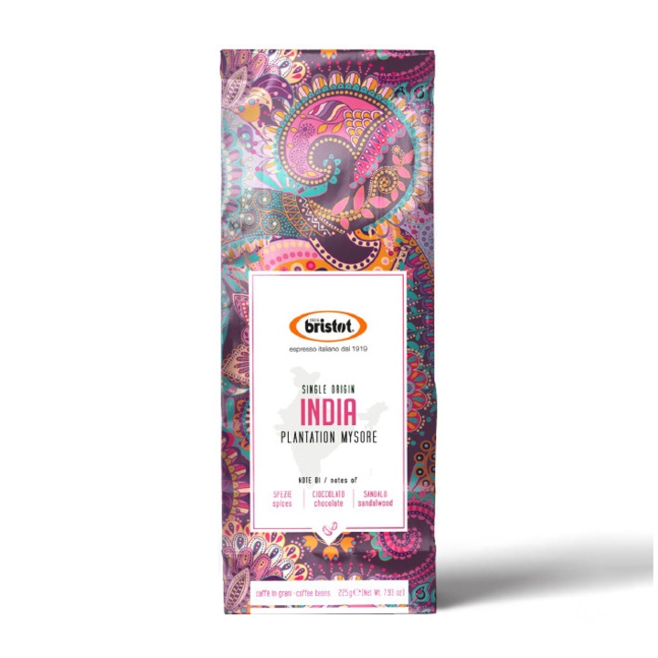 Кафе на зърна Bristot Caffe ® INDIA | Single Origin 225 гр.