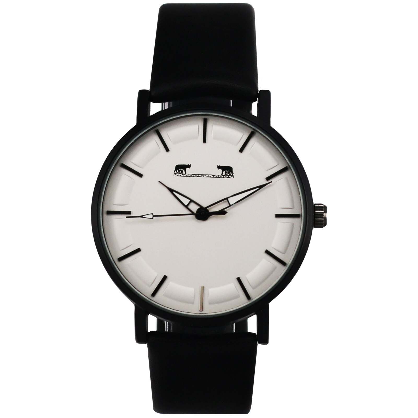 Ceas unisex elegant cu curea piele negru cu cutie cadou, Matteo Ferari, culoare negrut, cadran alb, Otel inoxidabil
