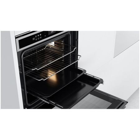 Фурна за вграждане Whirlpool W6 OS4 4S1 P, Електрическа, 73 л, Пиролитично самопочистване, 6 th sense, Дисплей LCD, Клас A+, Инокс/Черна