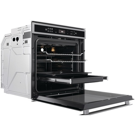 Cuptor incorporabil Whirlpool W6 OM4 4S1 H, Electric, 73 l, Autocuratare StarClean, 6 th sense, Display LCD, Clasa A+, Inox/Negru