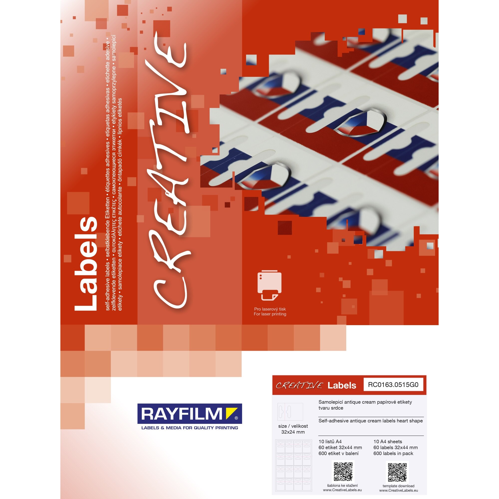 Etichete agatare tip eurohanger, alba semilucioasa 250g 16buc/A4 laser 10/set Rayfilm-Creativ